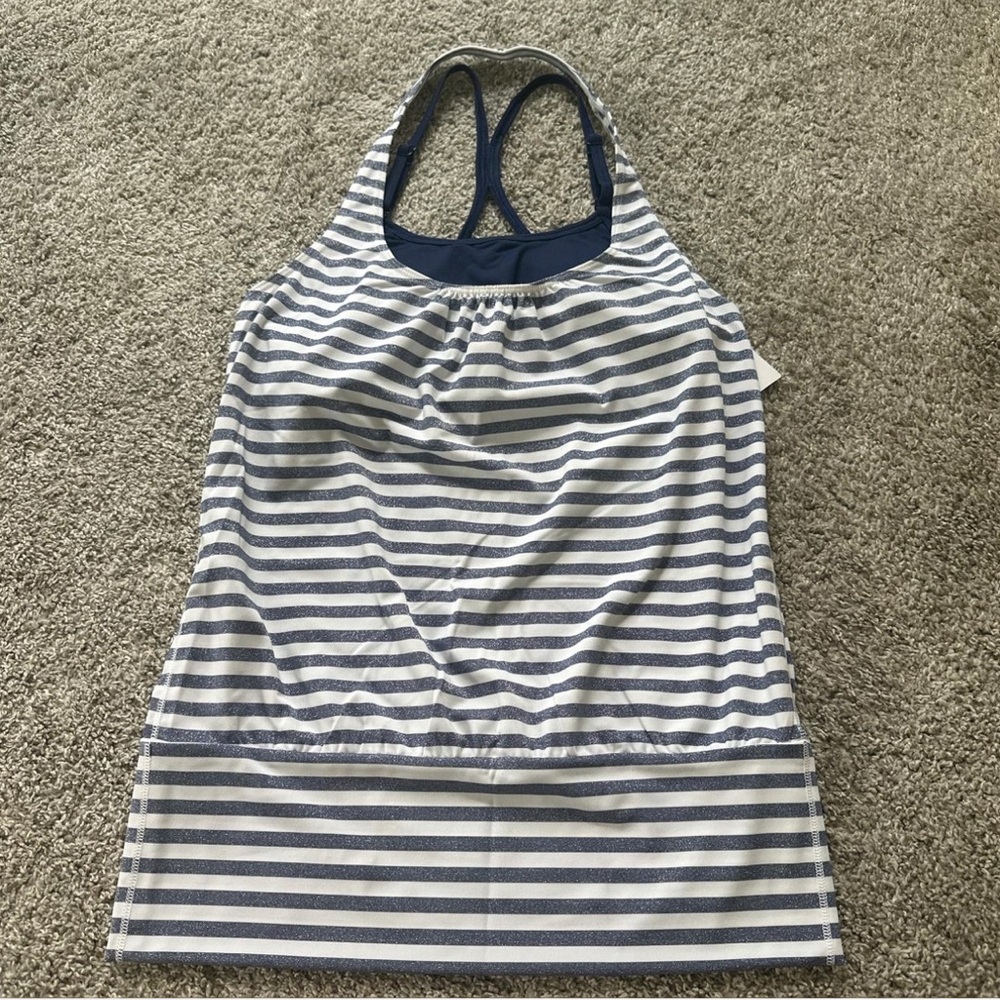 Victoria’s Secret VSX Striped Navy & White Racerback Tank